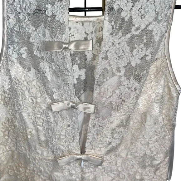 Belsoie Vintage cream Lace & Bows Red burgundy Velvet maxi Dress Gunne sax - Picture 14 of 16